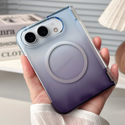 Colorful Gradient 360° Rotating Stand Magnetic Foldable Case For iPhone Ultra Fold For MagSafe Hinge Translucent Anti-drop Cover