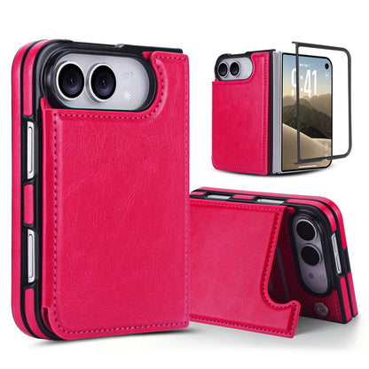 Crazy Horse Texture Card Slots Wallet Leather Case for iPhone Duo Ultra 18 Fold Wide Shockproof book Stand RFID Blocking Cover