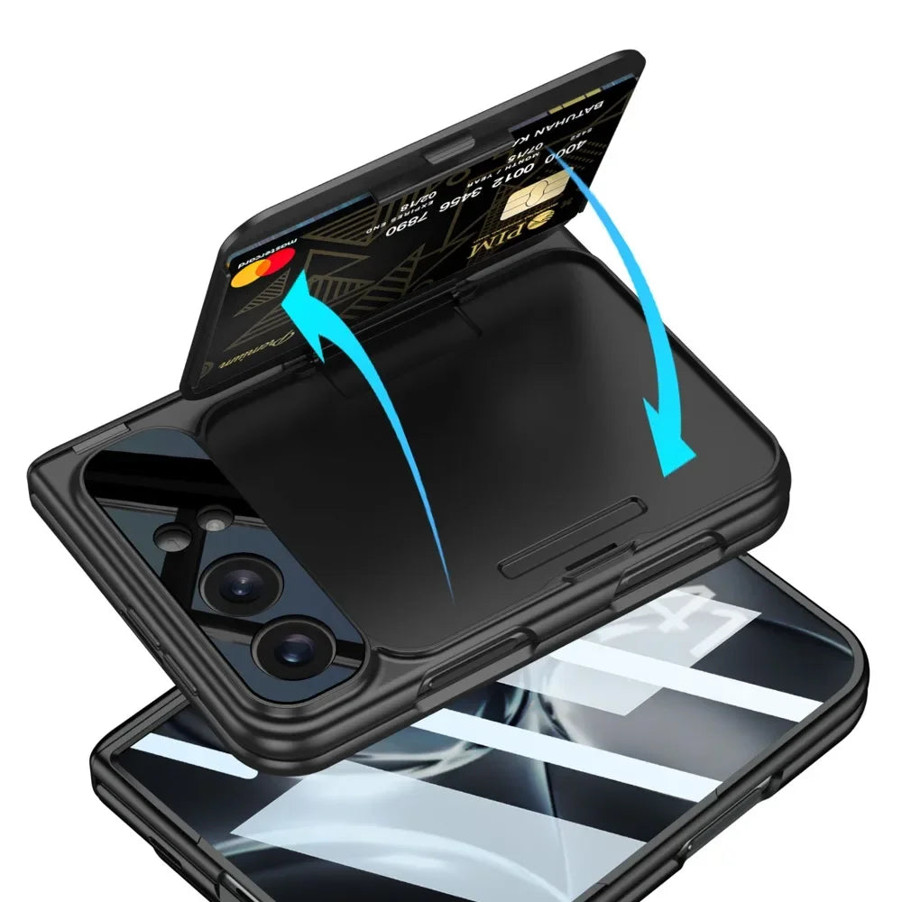 Luxury Wallet Card Slot Bracket Stand PC Magnetic Case For iPhone Duo 18 Fold Built-in Screen Film Hinge Protection Holder Cover