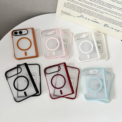 Luxury Matte for Magsafe Screen Protector Case for iPhone Duo 18fold Magnetic Translucent Hinge Protection Shockproof Cover