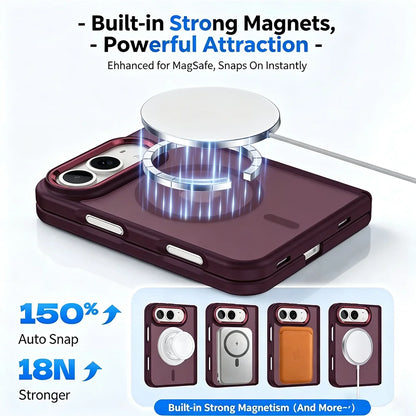 Premium Simplicity Magnetic Matte Translucent Phone Case For iPhone Duo 18 Ultra Magsafe Strip Double Layer Shockproof Cover
