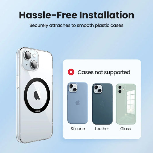 UGREEN Magnetischer Metallring für MagSafe iPhone 16 15 14 Pro Android Handys Plattenaufkleber Ringe für MagSafe Wireless Ladegerät Ständer