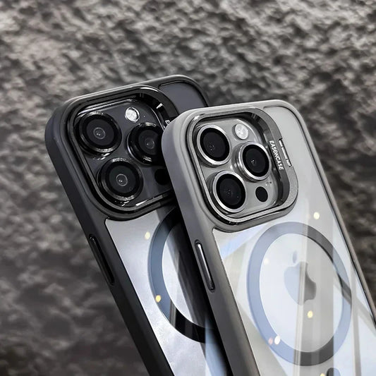 Luxuriöse magnetische stoßfeste Handyhülle für iPhone 15 14 13 12 16 17 Pro Max Plus Air 11 Funda Ständer Glas Linsenschutzabdeckung
