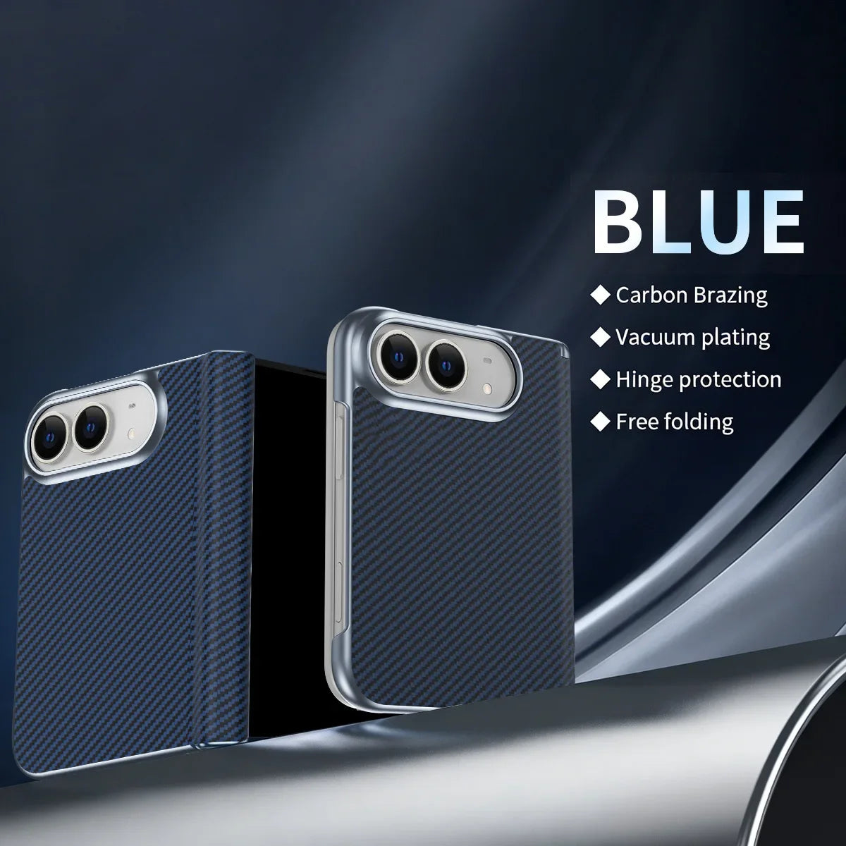 iPhone Duo Carbon Fiber Texture Business Design Phone Case - Slim Shockproof 18Fold Bumper Front Rear Cover for Apple iPhone