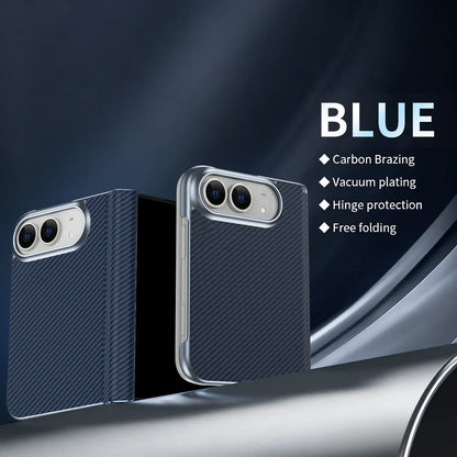 iPhone Duo Carbon Fiber Texture Business Design Phone Case - Slim Shockproof 18Fold Bumper Front Rear Cover for Apple iPhone