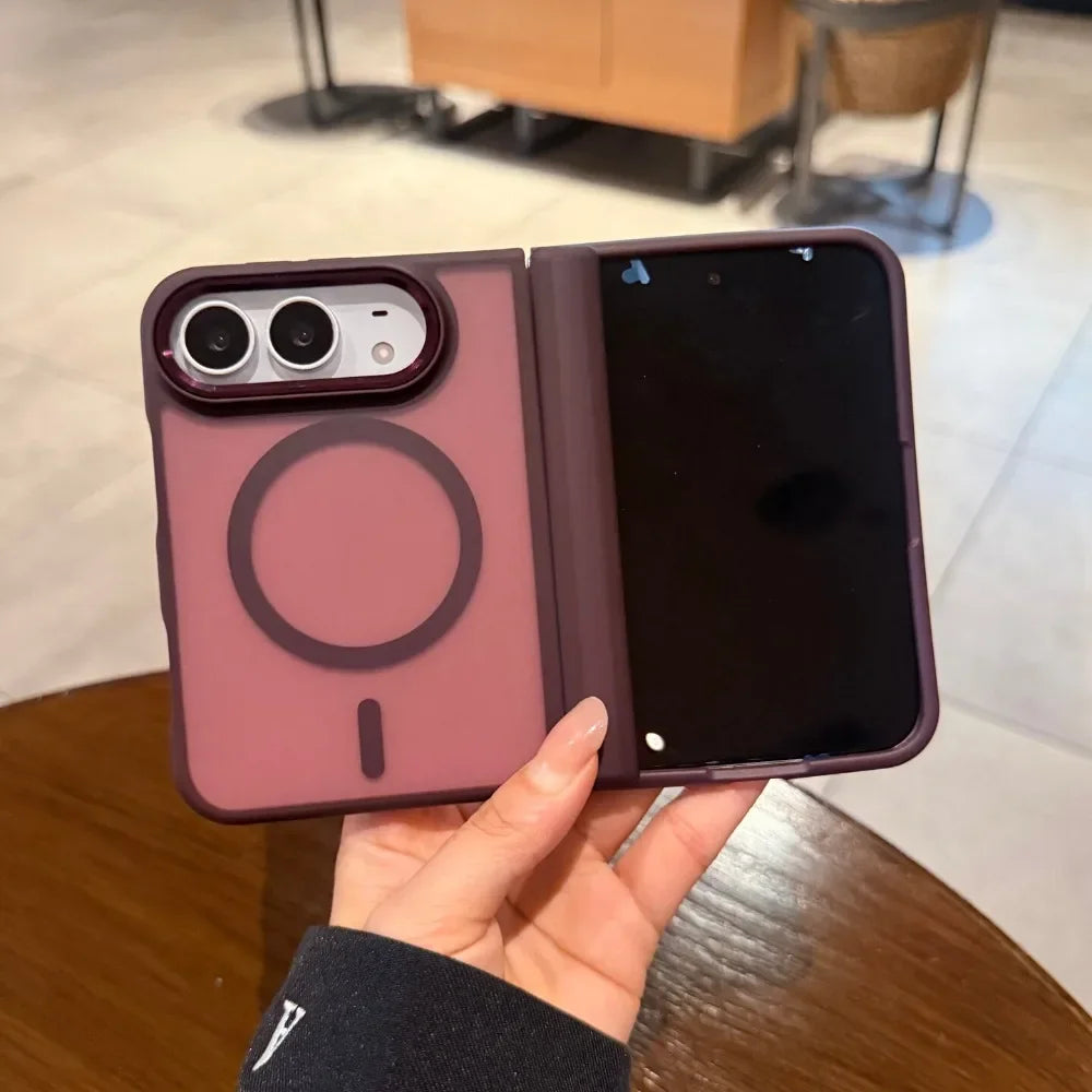 Matte Translucent Slim for Magsafe Magnetic Fold Case for iPhone Duo Skin Feel Hinge Protect Anti Fingerprint Hard Frosted Cover