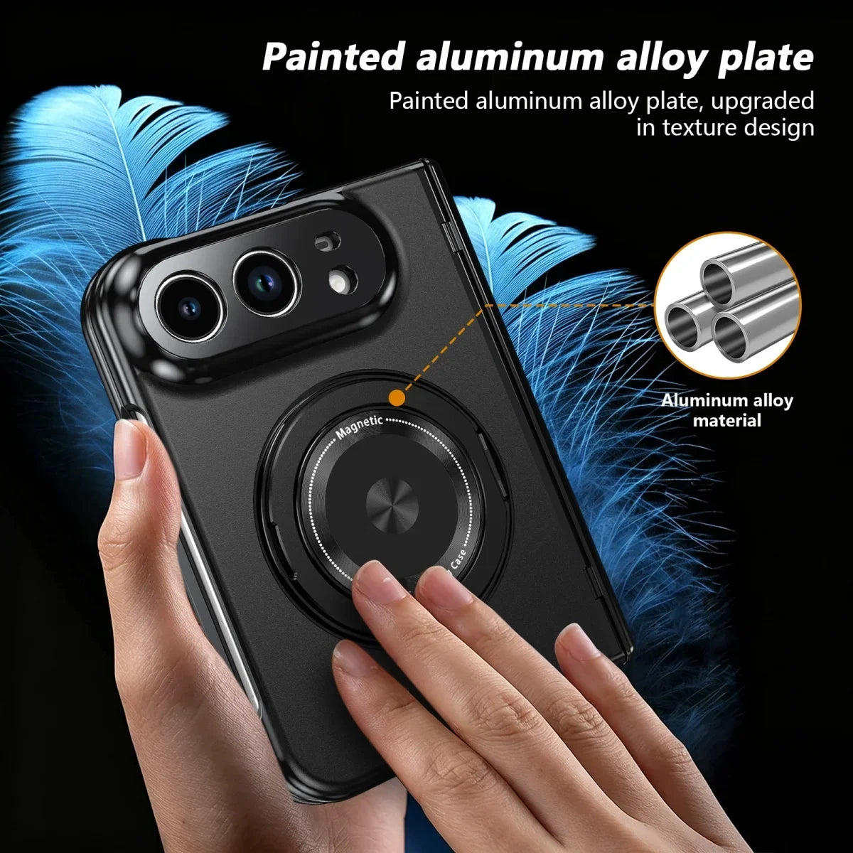 360 Rotatable Stand Magnetic Wireless Charging Phone Case for IPhone Duo 18 Fold Tempered Glass Film Hinge Protective Cover