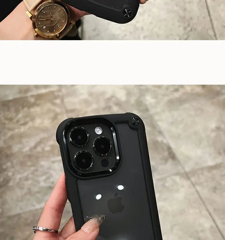 Luxury Rugged Heavy Duty Shockproof Case For iPhone 16 15 14 13 12 11 Pro Max 16Plus Silicone Bumper Transparent Hard Back Cover
