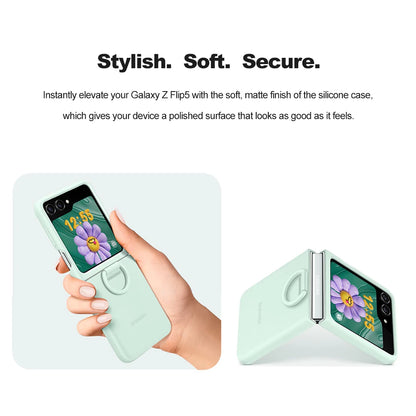 Original Liquid Silicone Ring Case for Samsung Galaxy Z Flip5, Genuine Anti-Drop  Anti-Slip Protective Cover for Foldable Phone