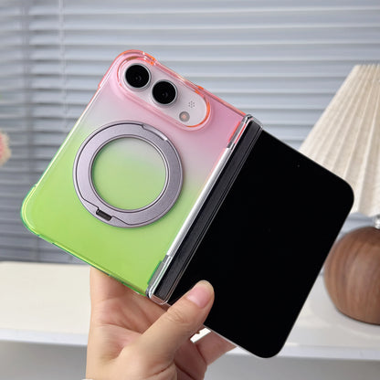 Colorful Gradient 360° Rotating Stand Magnetic Foldable Case For iPhone Ultra Fold For MagSafe Hinge Translucent Anti-drop Cover