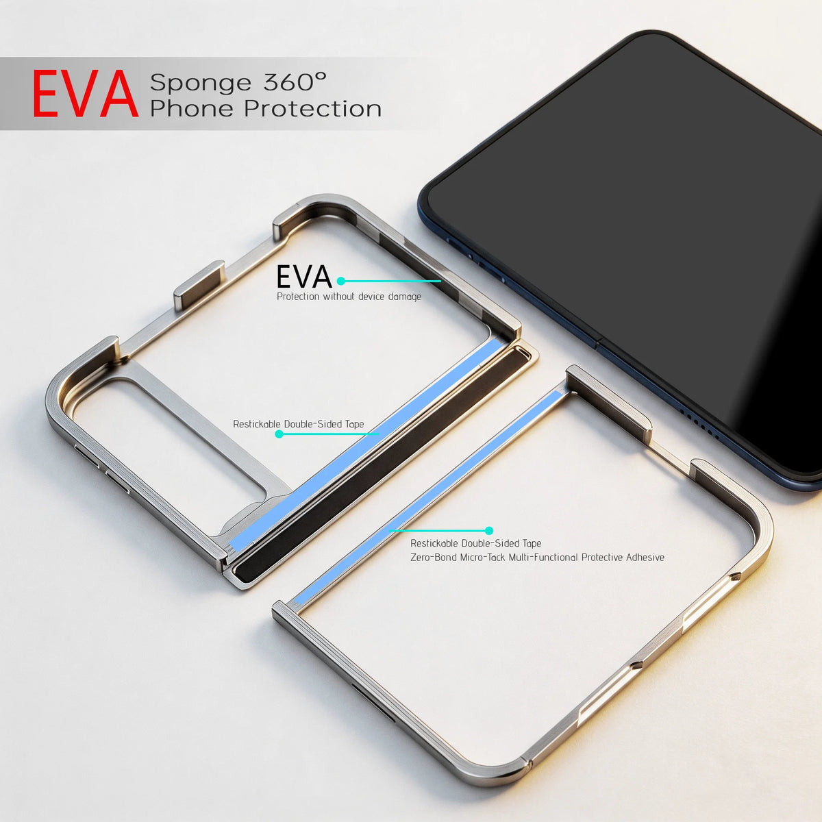High quality metal border bracket phone case, for iPhone Duo metal border anti drop phone case, with central hinge Cover