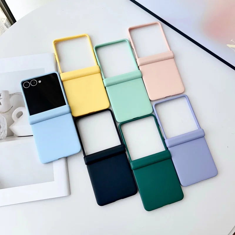 luxury Official Liquid Silicone Matte Phone Case For Samsung Z Flip 7 6 5 4 3 Original Candy Color Central Axis Shockproof Cover
