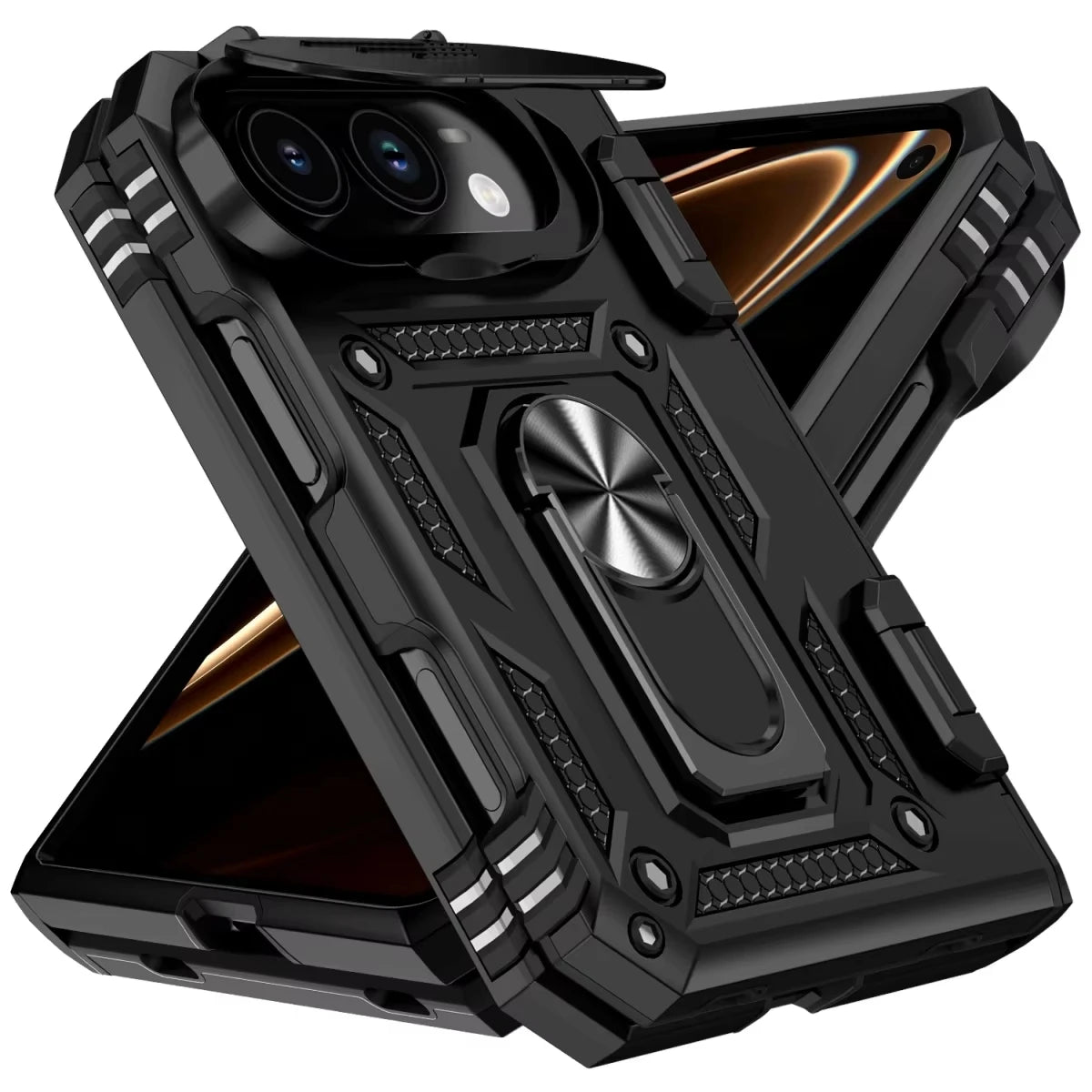 Case Phone Case for IPhone Duo 18 Fold Car Mounted Magnetic Ring Bracket Lens Protection Slide Camera Folding Protective Cover