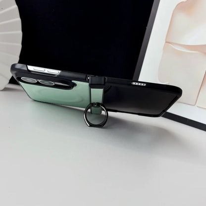 Retro PU Leather Ring Holder Bracket For Magsafe Magnetic Case For iPhone Duo duo Fold Hinge Protection Shockproof Back Cover