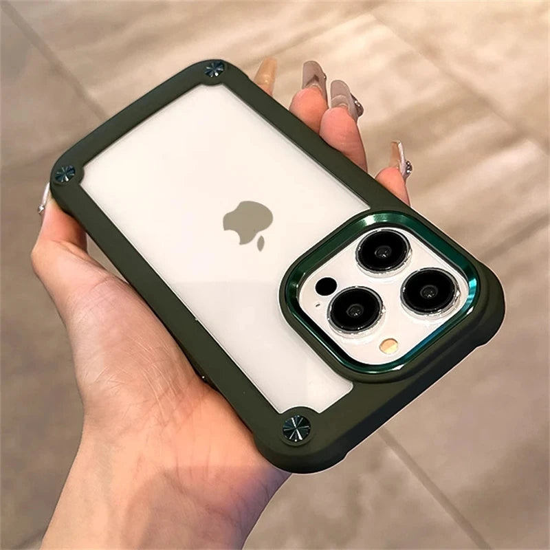 Luxury Rugged Heavy Duty Shockproof Case For iPhone 16 15 14 13 12 11 Pro Max 16Plus Silicone Bumper Transparent Hard Back Cover