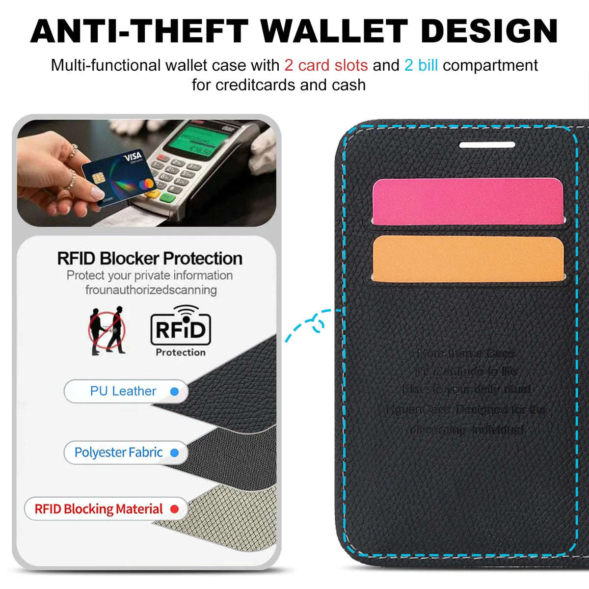 New Case for iPhone Duo Apple 18 Fold Wallet&Card Slot Holder Flip Leather With Wrist Strap Shockproof Cover for iPhone DUO