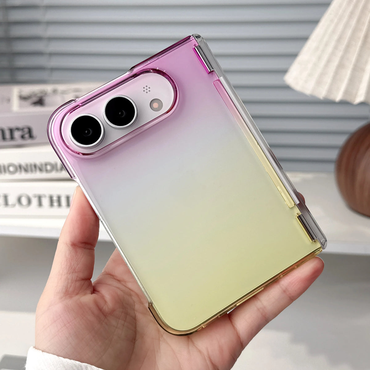 Colorful Gradient 360° Rotating Stand Magnetic Foldable Case For iPhone Ultra Fold For MagSafe Hinge Translucent Anti-drop Cover