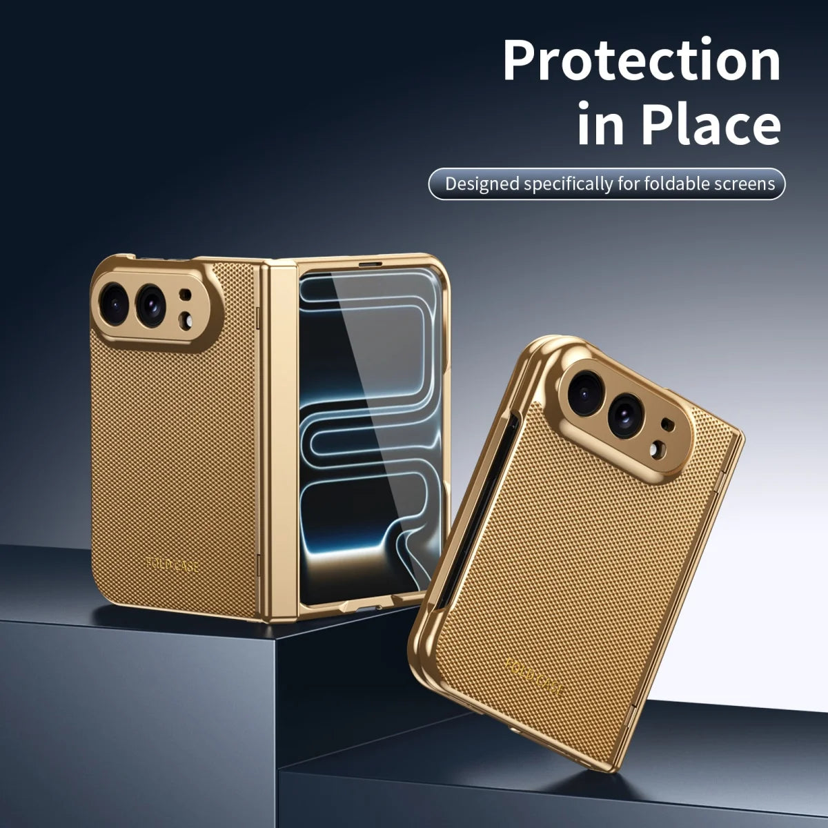Luxury Leather Electroplated Frame Hinge Protection Phone Case for IPhone Duo 18 Fold Screen Protect Film Shockproof Cover