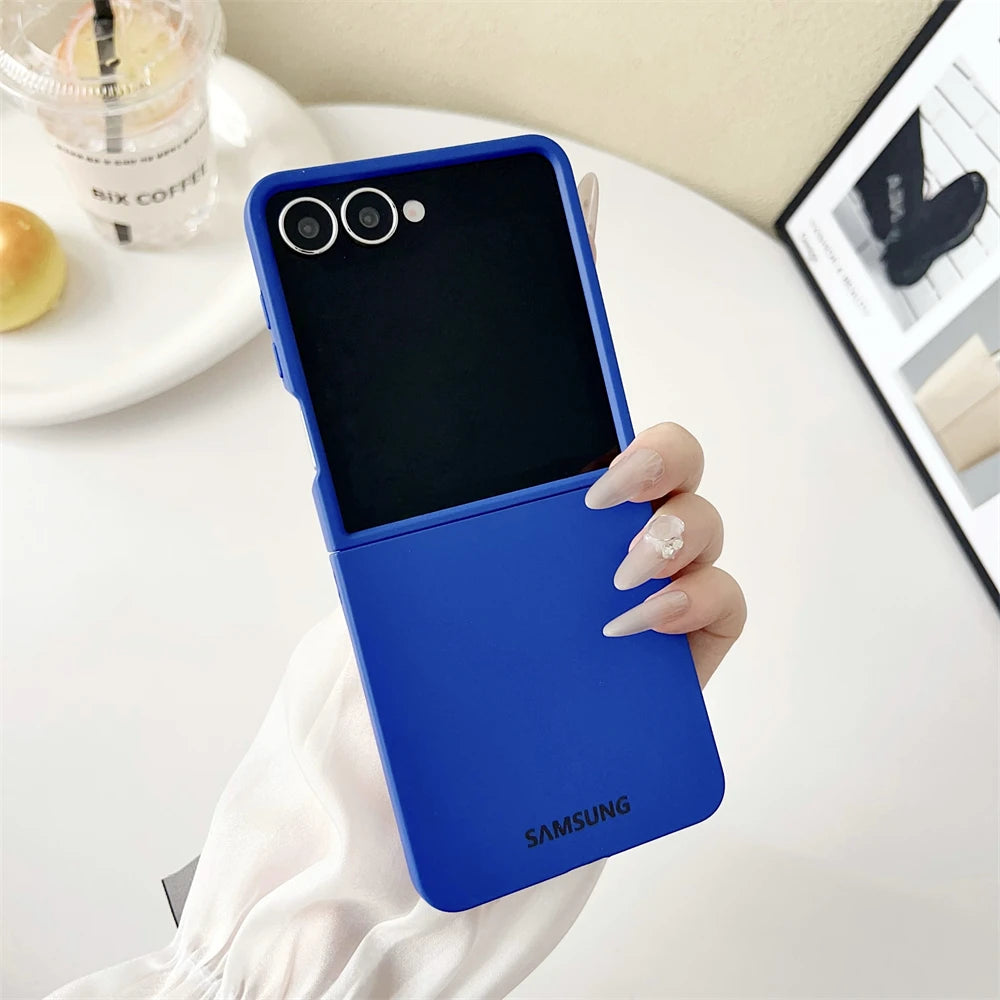 Original Liquid Silicone PC Phone Case Samsung Galaxy Z Flip 7 6 5 4 3 5G Matte Skin Shockproof Candy Colors Soft Cover Z Flip7