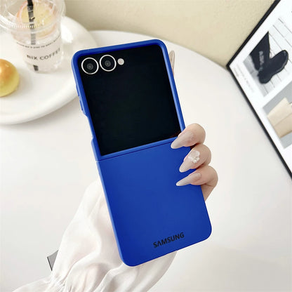 Original Liquid Silicone PC Phone Case Samsung Galaxy Z Flip 7 6 5 4 3 5G Matte Skin Shockproof Candy Colors Soft Cover Z Flip7