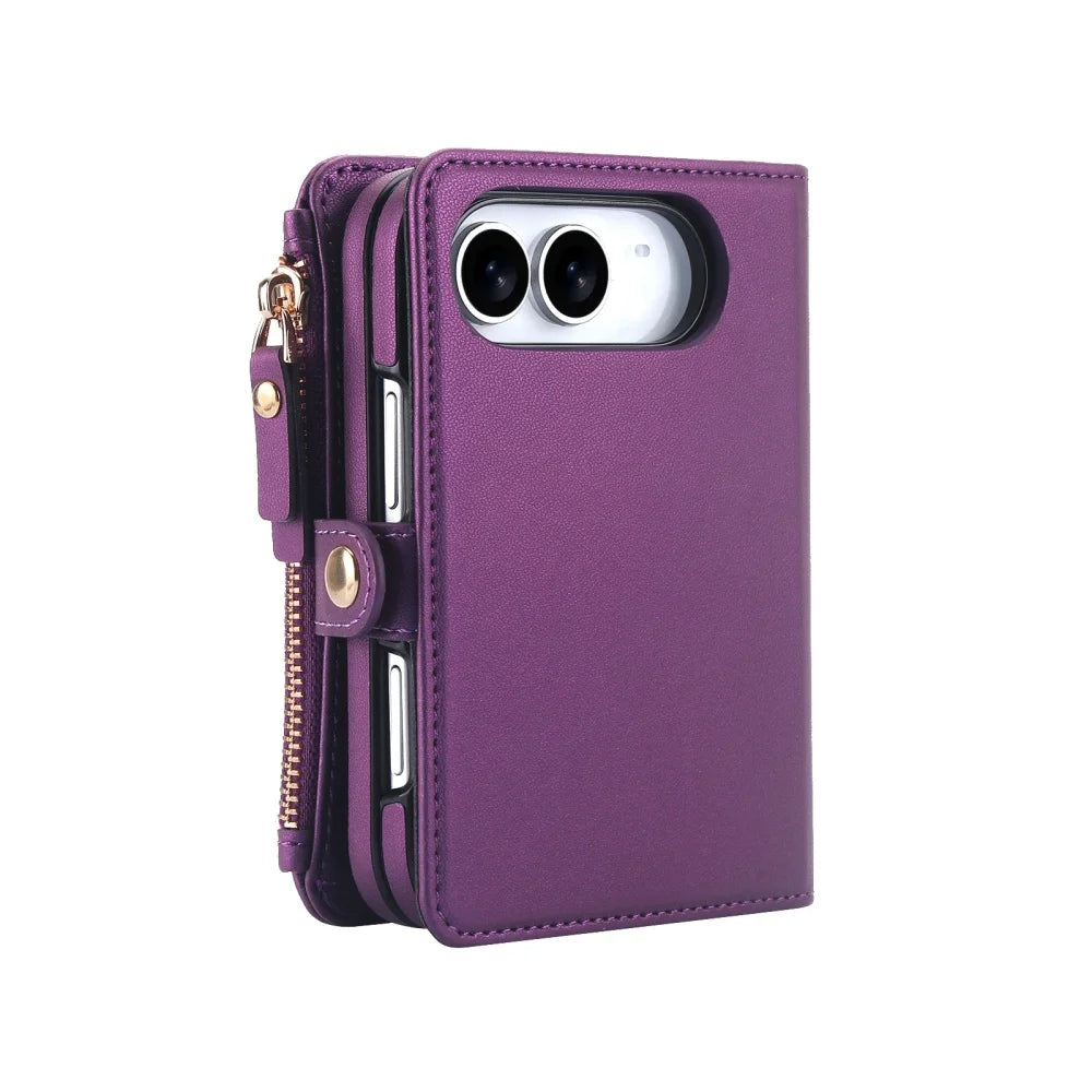 Luxury with Zipper Card RFID Blocking Flip Folio Book Phone Case Capa For iPhone Duo Wallet Candy Color Shockproof Back Funda