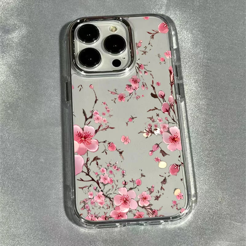 Winter First Snow Cherry Blossom Frame Soft Phone Case For iPhone 17 17Air 16 15 14 13 12 11 Pro Max XS X XR 7 8 Plus 16E Cover