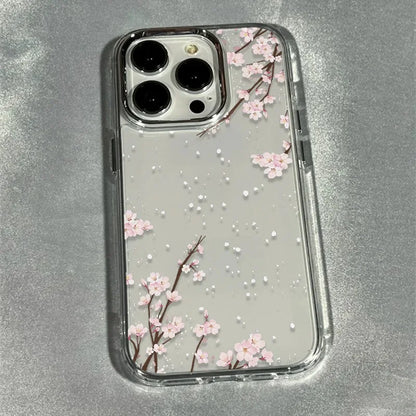 Winter First Snow Cherry Blossom Frame Soft Phone Case For iPhone 17 17Air 16 15 14 13 12 11 Pro Max XS X XR 7 8 Plus 16E Cover