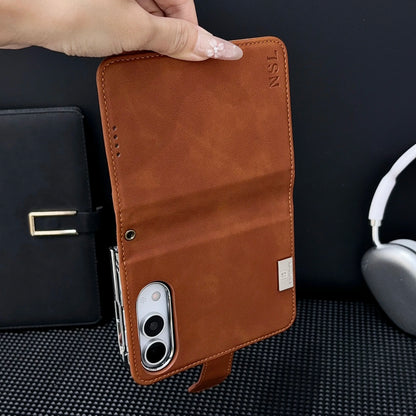 2 in 1 Detachable Magnetic Flip Cards Solt Wallet Leather Case for iPhone Ultra 18 Fold for Magsafe Shockproof Skin Feel Cover