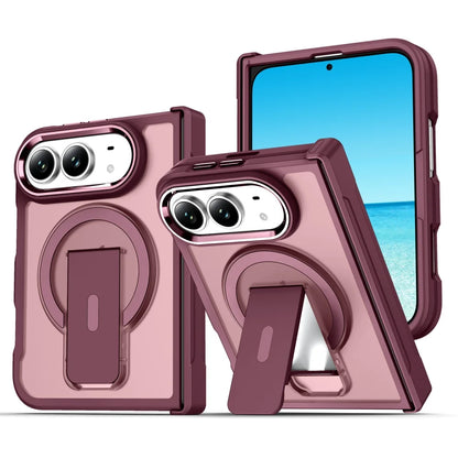 MagsafeTranslucent Folding Holder Stand Magnetic Case for iPhone Duo 18 Hinge Armor Solid Color Frosted Bumper Phone Covers
