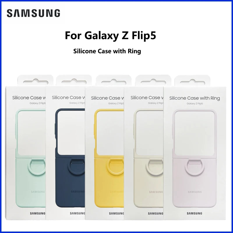 Original Liquid Silicone Ring Case for Samsung Galaxy Z Flip5, Genuine Anti-Drop  Anti-Slip Protective Cover for Foldable Phone