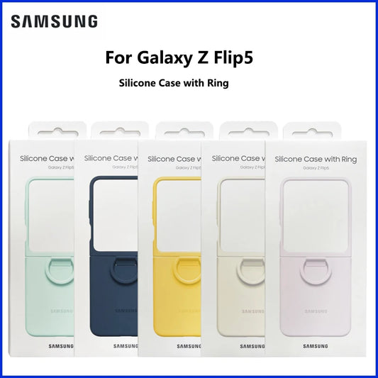 Original Flüssigsilikon-Ring-Hülle für Samsung Galaxy Z Flip5, Echtes Anti-Sturz Anti-Rutsch Schutzhülle für faltbares Handy