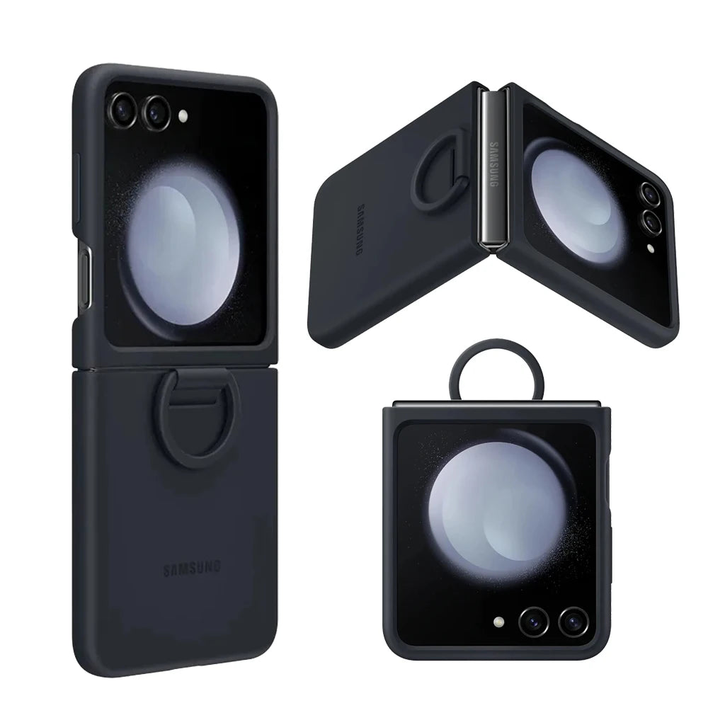 Original Liquid Silicone Ring Case for Samsung Galaxy Z Flip5, Genuine Anti-Drop  Anti-Slip Protective Cover for Foldable Phone