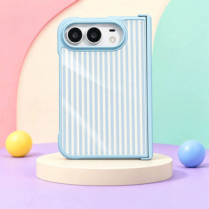 Luxury Crystal Zebra Stripe Phone Case For Iphone Duo 18 Ultra Apple Filp Fold Central Axis Hinge Full Cover Activity Protection