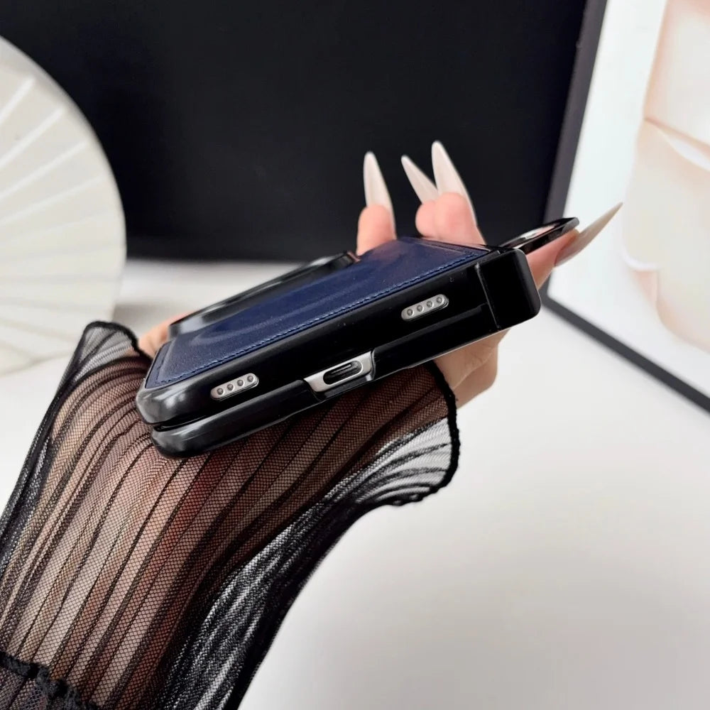 Retro PU Leather Ring Holder Bracket For Magsafe Magnetic Case For iPhone Duo duo Fold Hinge Protection Shockproof Back Cover