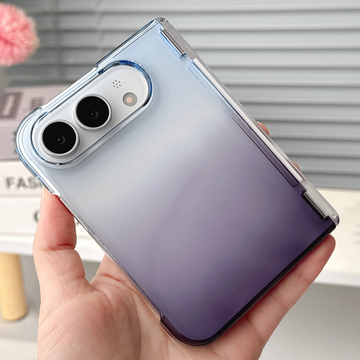 Colorful Gradient 360° Rotating Stand Magnetic Foldable Case For iPhone Ultra Fold For MagSafe Hinge Translucent Anti-drop Cover