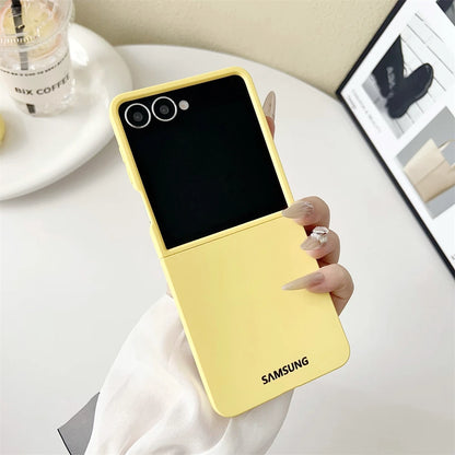 Original Liquid Silicone PC Phone Case Samsung Galaxy Z Flip 7 6 5 4 3 5G Matte Skin Shockproof Candy Colors Soft Cover Z Flip7