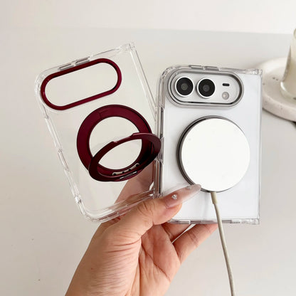 Case For Apple iPhone Duo For Foldable iPhone Duo For Magsafe With  Magnetic 360 Adjustment Stand Protection Clear Acrylic Cover