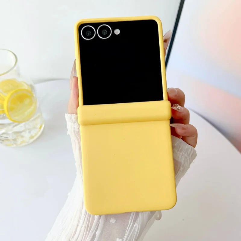 luxury Official Liquid Silicone Matte Phone Case For Samsung Z Flip 7 6 5 4 3 Original Candy Color Central Axis Shockproof Cover