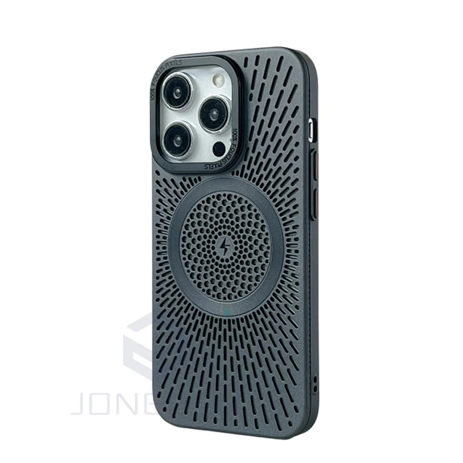 Luxury Heat Dissipation Hollow For Magsafe Case For iPhone 15 14 13 12 16 Pro Max Titanium Magnetic Wireless Charge Hard Cover