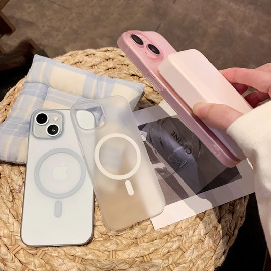 Matt Transluzente Magnethülle für iPhone 17 16 15 14 Plus 13 12 Pro Max für Magsafe Wireless Charge Hartschale Ultradünne Hülle
