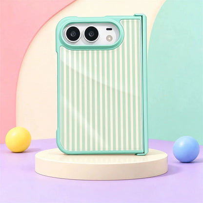 Luxury Crystal Zebra Stripe Phone Case For Iphone Duo 18 Ultra Apple Filp Fold Central Axis Hinge Full Cover Activity Protection