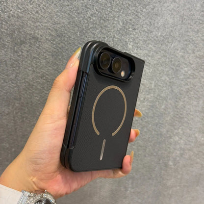 For iPhone Duo Case Business Technique PU Leather for Magsafe Case for iPhone Duo Fold Magnetic Wireless Charging PC Cover