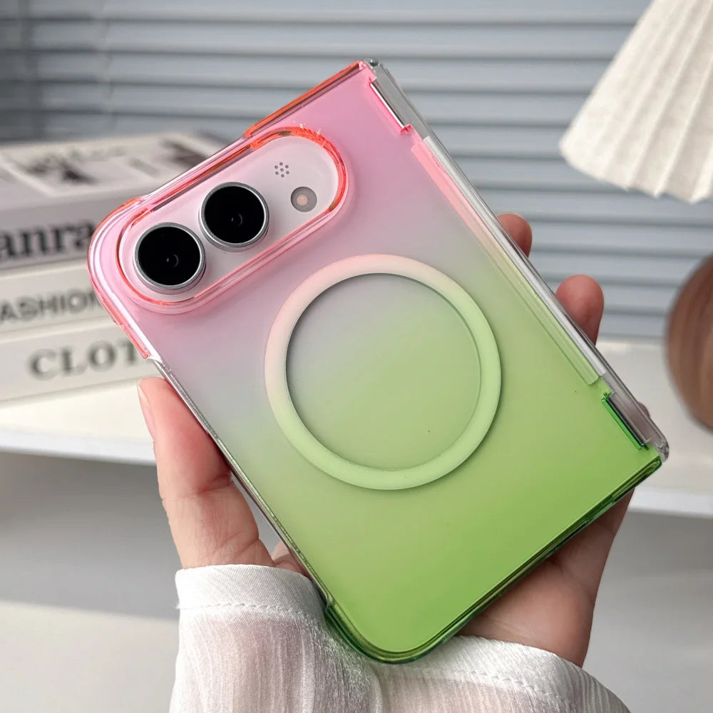 18Fold Luxury Dopamine Duo Thin Clear For Magsafe Case For iPhone Duo For iPhone 18 Fold Hinge Central Axis Protection Cover