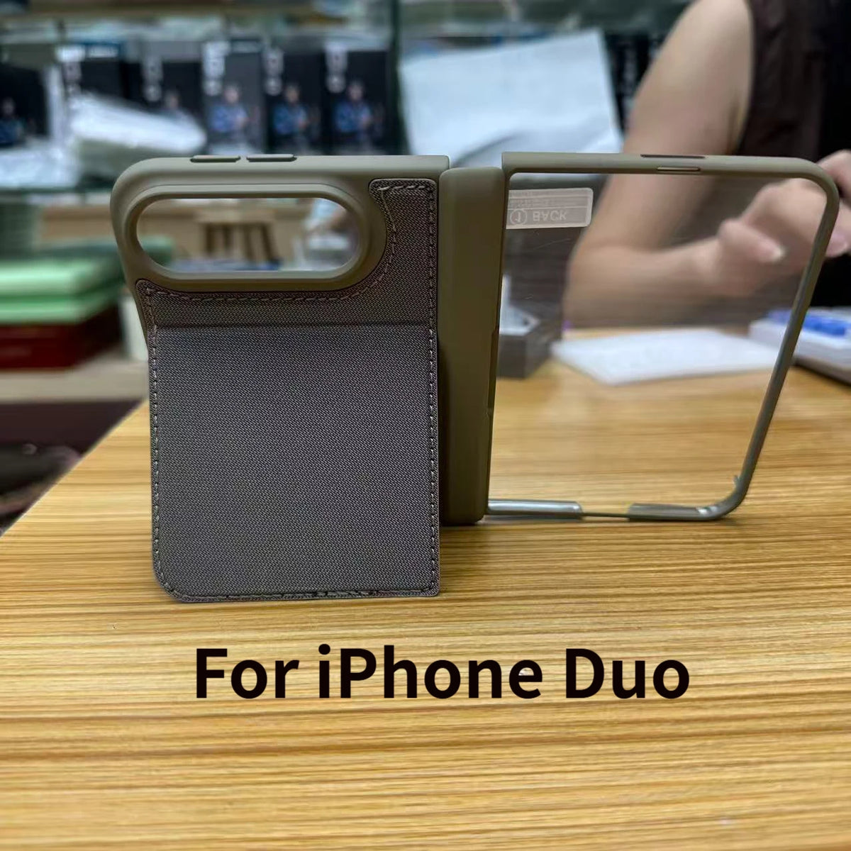 Double-layer technology fabric magnetic case for iPhone Duo woven twill design, film integrated case with invisible bracke