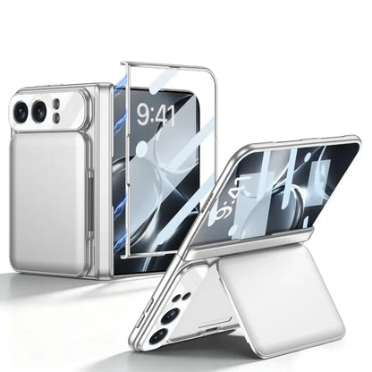 Luxury Wallet Card Slot Bracket Stand PC Magnetic Case For iPhone Duo 18 Fold Built-in Screen Film Hinge Protection Holder Cover
