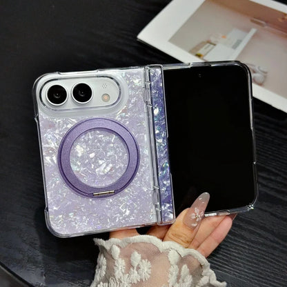 Dreamy Shell Pattern Rotation Stand All-Around Case For iPhone 18 Fold 18Duo For iPhone Duo Auto-Snap Hinge Protection Cover