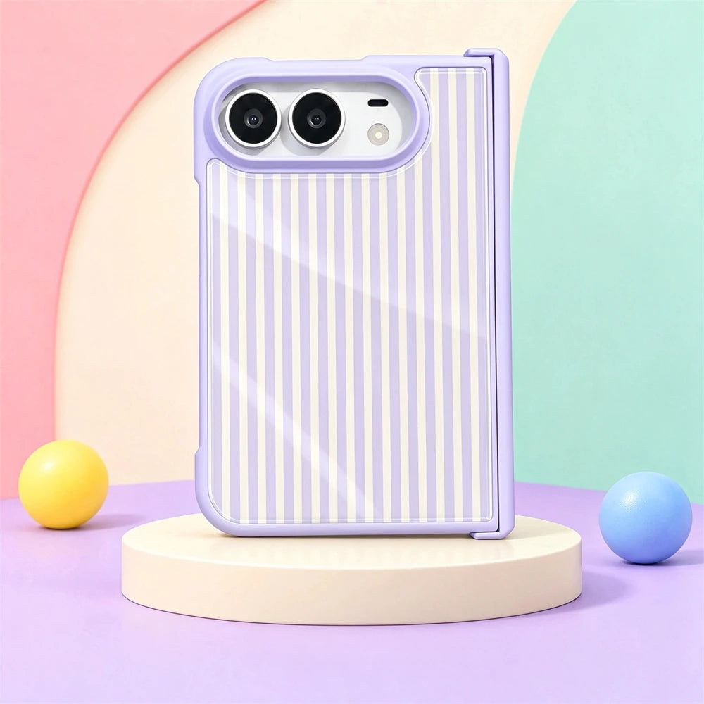 Luxury Crystal Zebra Stripe Phone Case For Iphone Duo 18 Ultra Apple Filp Fold Central Axis Hinge Full Cover Activity Protection