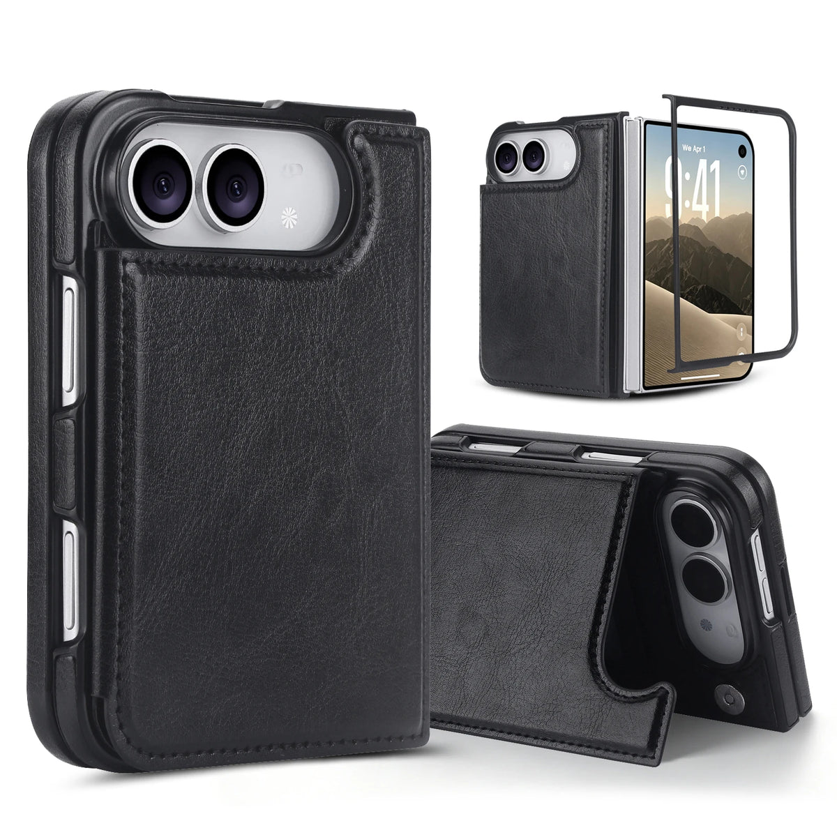 Crazy Horse Texture Card Slots Wallet Leather Case for iPhone Duo Ultra 18 Fold Wide Shockproof book Stand RFID Blocking Cover