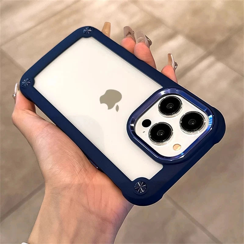 Luxury Rugged Heavy Duty Shockproof Case For iPhone 16 15 14 13 12 11 Pro Max 16Plus Silicone Bumper Transparent Hard Back Cover