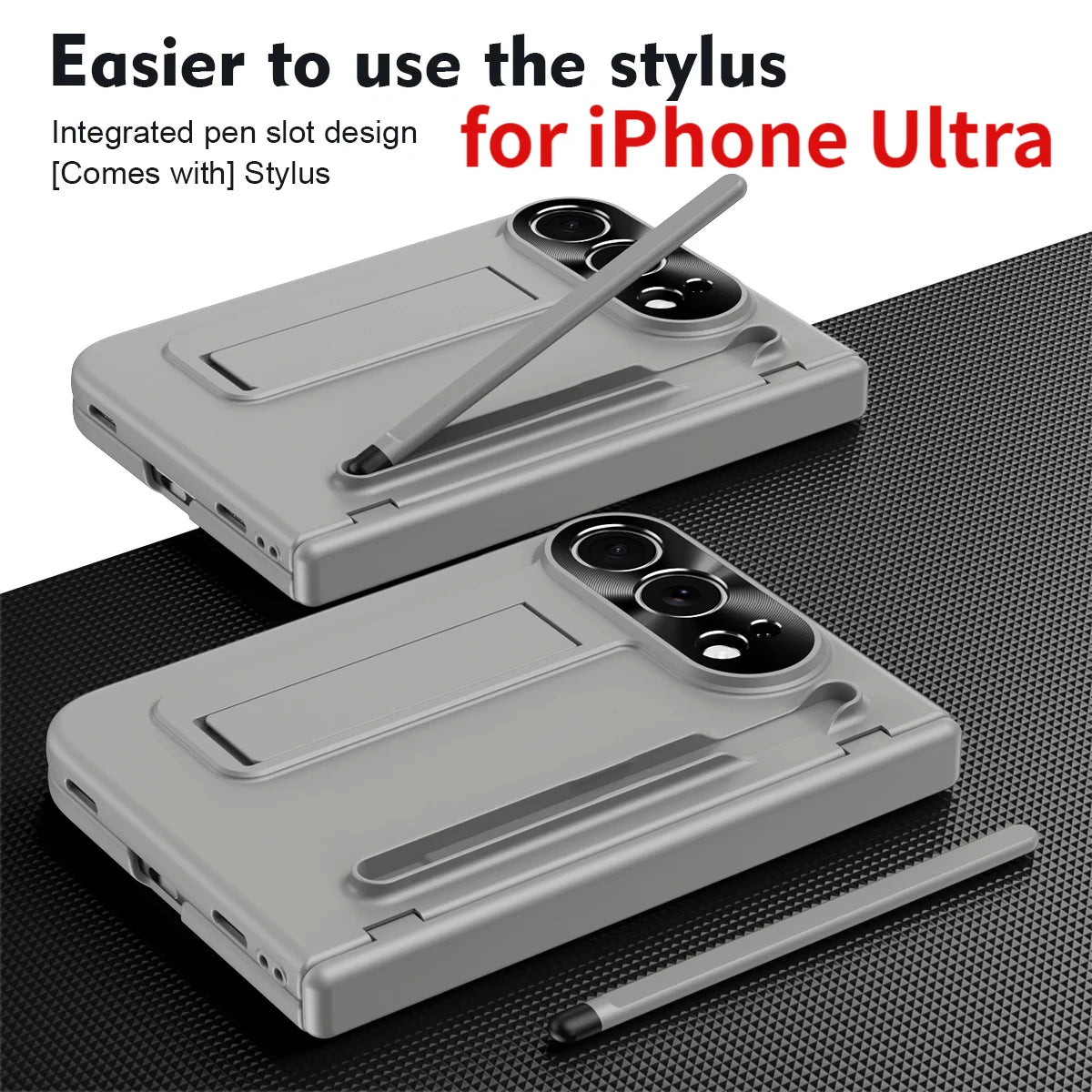 For iPhone Duo Fold Bracket Phone Case with S Pen Hinge Protection Shockproof Full Cover Glass Screen Protector for iPhone Ultra